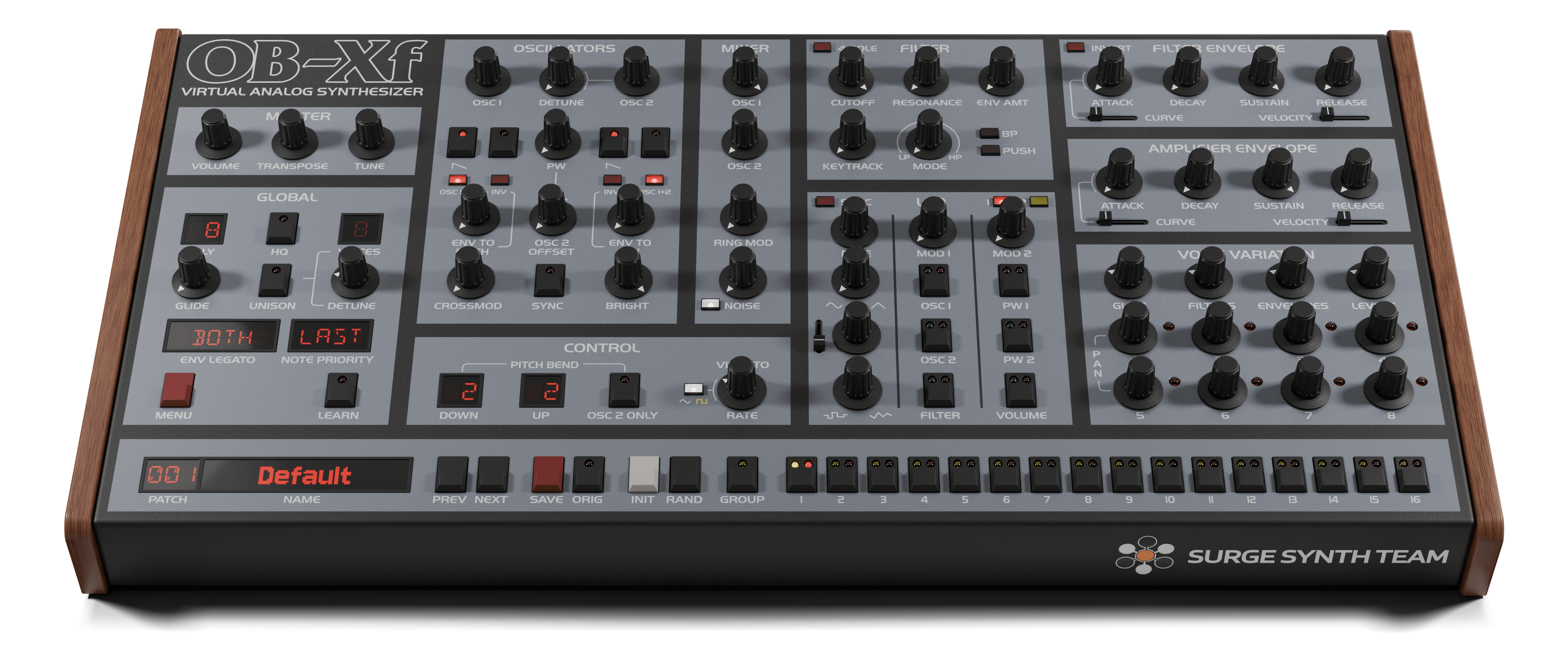 OB-Xf interface screenshot